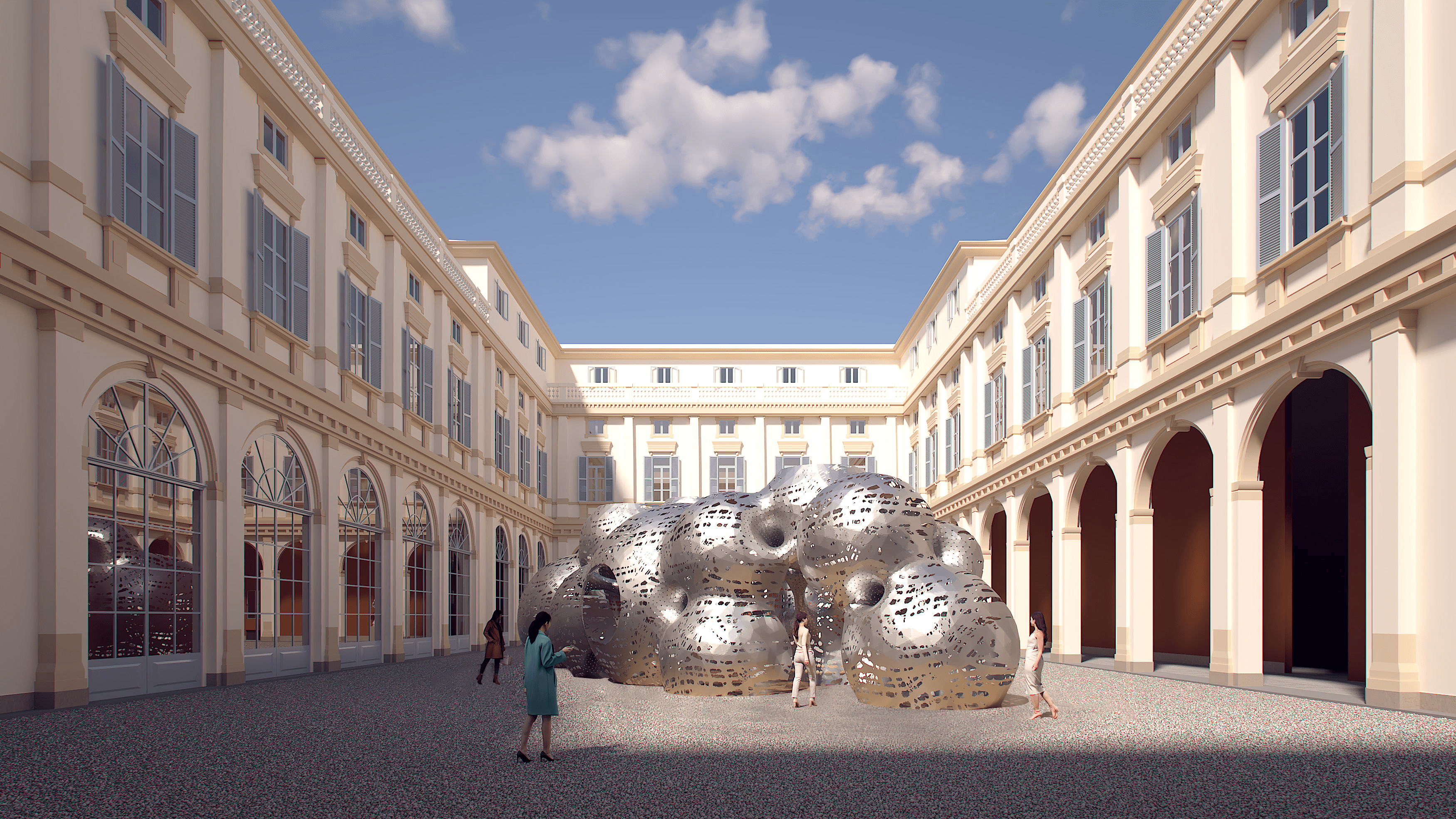 O Palazzo Serbelloni (séc. 17 e 18) faz parte do roteiro de construções históricas que merecem ser visitadas. Um dos primeiros palácios patrícios construídos no Corso Venezia. Em estilo neoclássico, última versão arquitetônica da fachada. Na MDW, o pátio central está ocupado pelo Pavilhão da Louis Vuitton, criado pelo francês Marc Fornes/Theverymany para abrigar a exposição dos lançamentos da linha Objets Nomades.